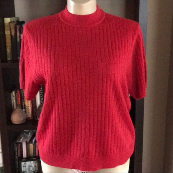 Sag Harbor Glittery XL Mock Red Turtleneck Sweater - Picture 2 of 6
